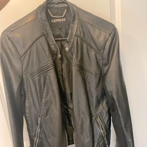 Black Express Faux Leather Jacket Sz L